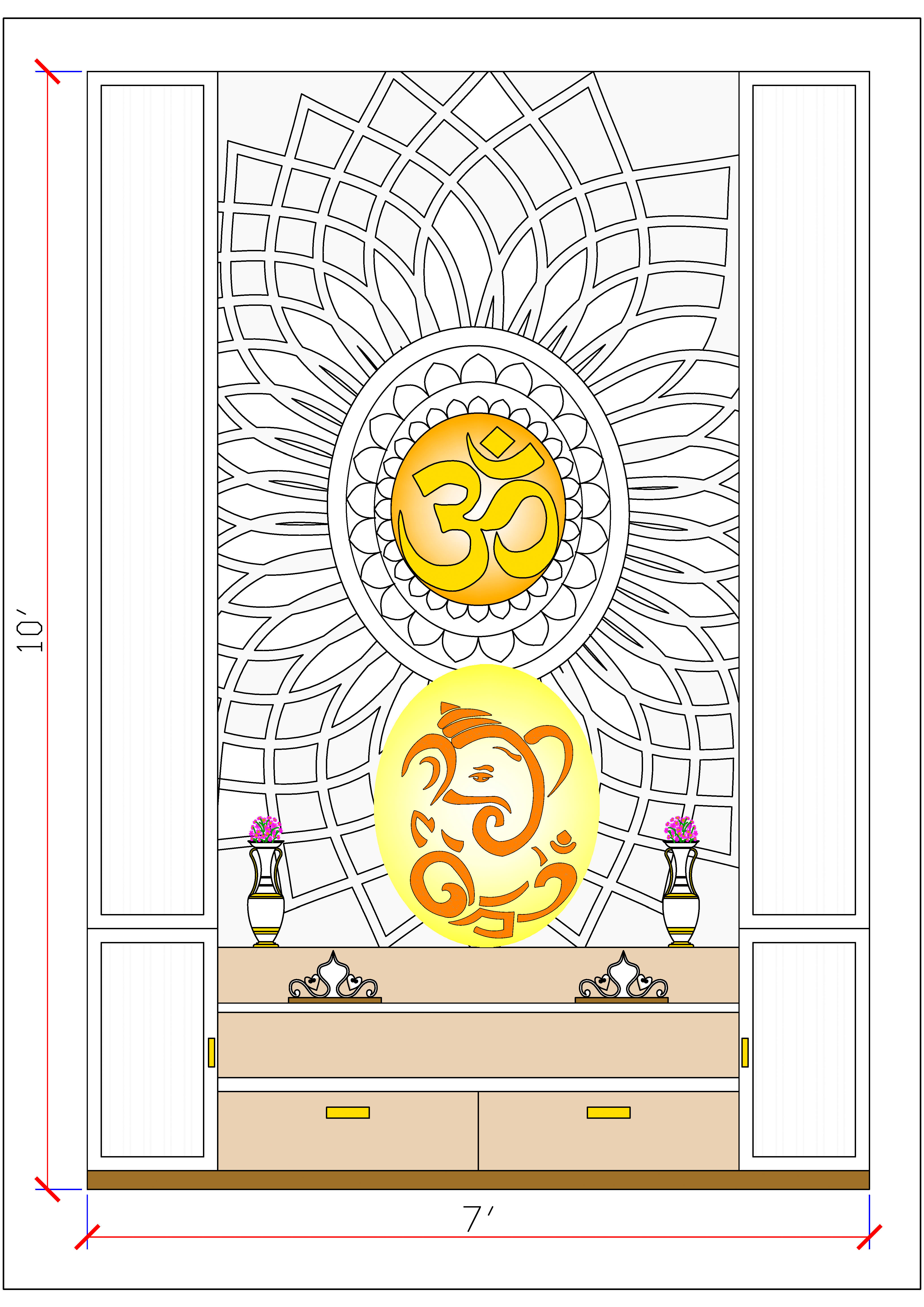 OM Design MDF Jaali Temple Elevation CAD File